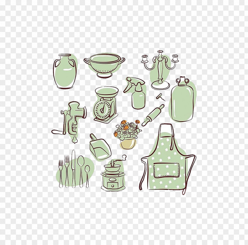 Apron Knife And Fork Household Goods Everyday Life Kitchen Illustration PNG