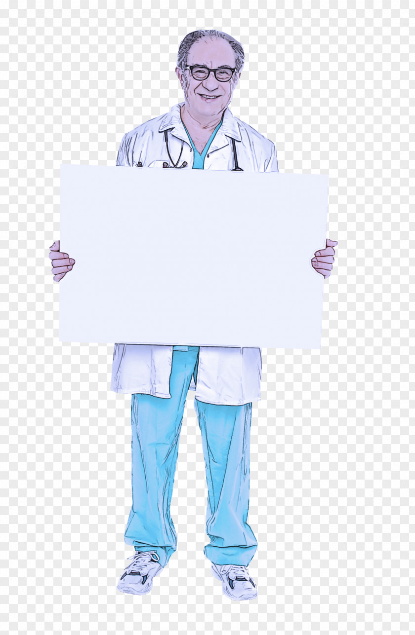 Health Care Provider White Coat Standing Uniform Service PNG