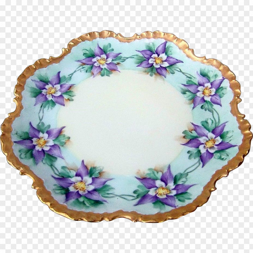 Hand-painted Flower Material Plate Porcelain Purple PNG