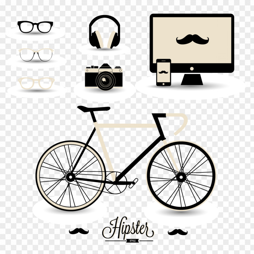 Vector Mountain Bike Hipster Euclidean Fashion Illustration PNG