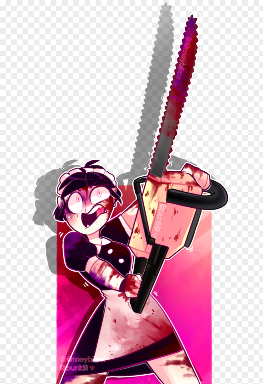 Chainsaw Cartoon Animated Pink M Character PNG