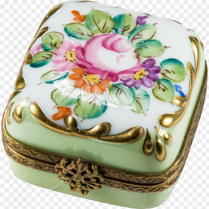 Hand-painted Floral Material Limoges Box Decorative Porcelain PNG