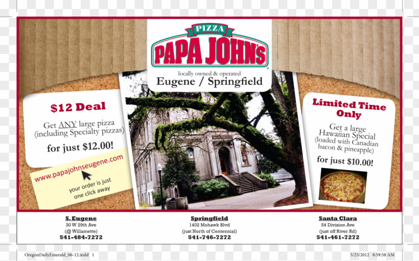Print Media Flyer Advertising Papa John's Pizza Food Brand PNG