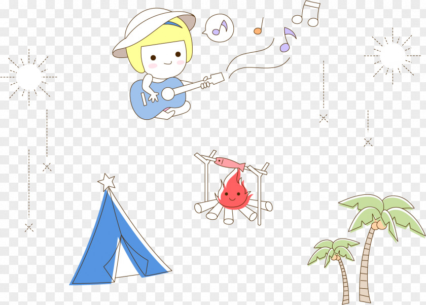 Tents Guitar Notes Vector Elements Paper Text Illustration PNG