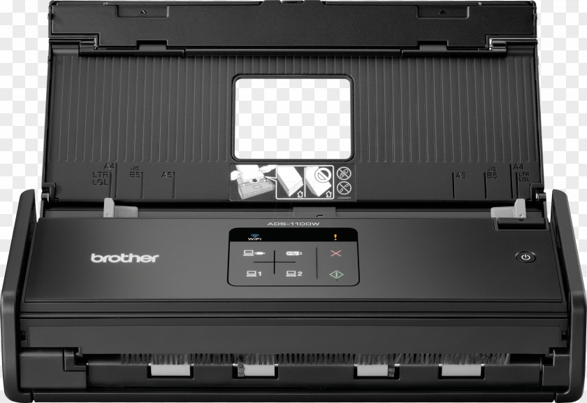 Brother Image Center ADS-1100W-Document Scanner-Duplex-215.9 X 863 ... Scanner ADS-1600W Document ADF 600 600DPI A4 Black PNG