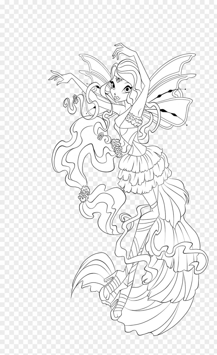 Winx Club Season 6 Coloring Book Aisha Illustration Sketch Line Art PNG