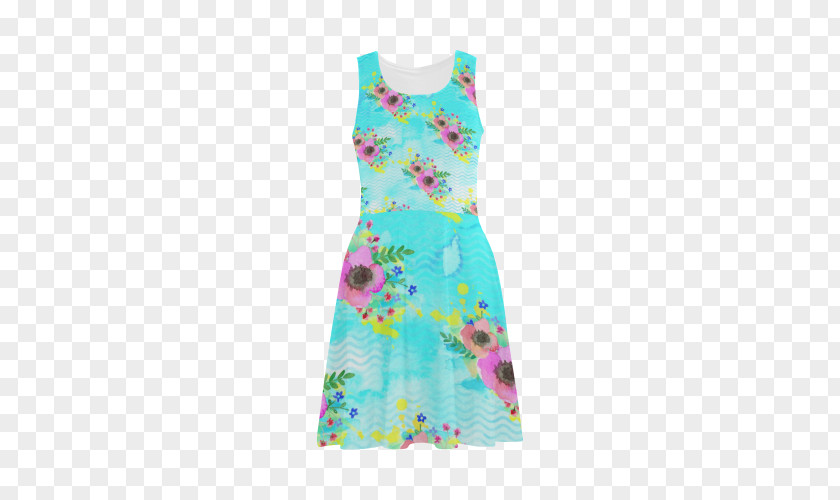 Bouquet Watercolor Clothing Cocktail Dress Sleeve Turquoise PNG