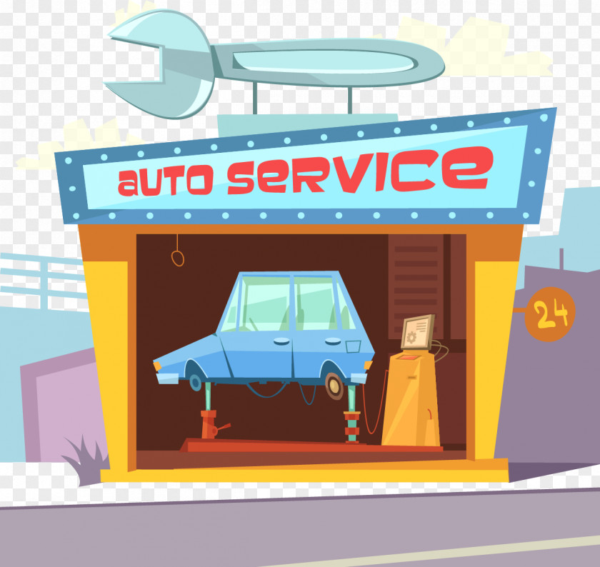 Hand-painted Garage Car Automobile Repair Shop Motor Vehicle Service PNG
