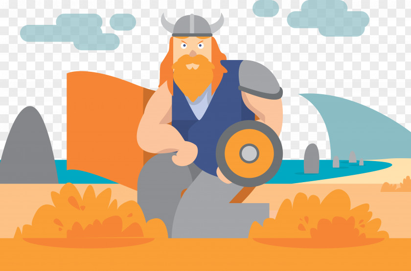 Retro Warrior Vector Euclidean Viking Illustration PNG