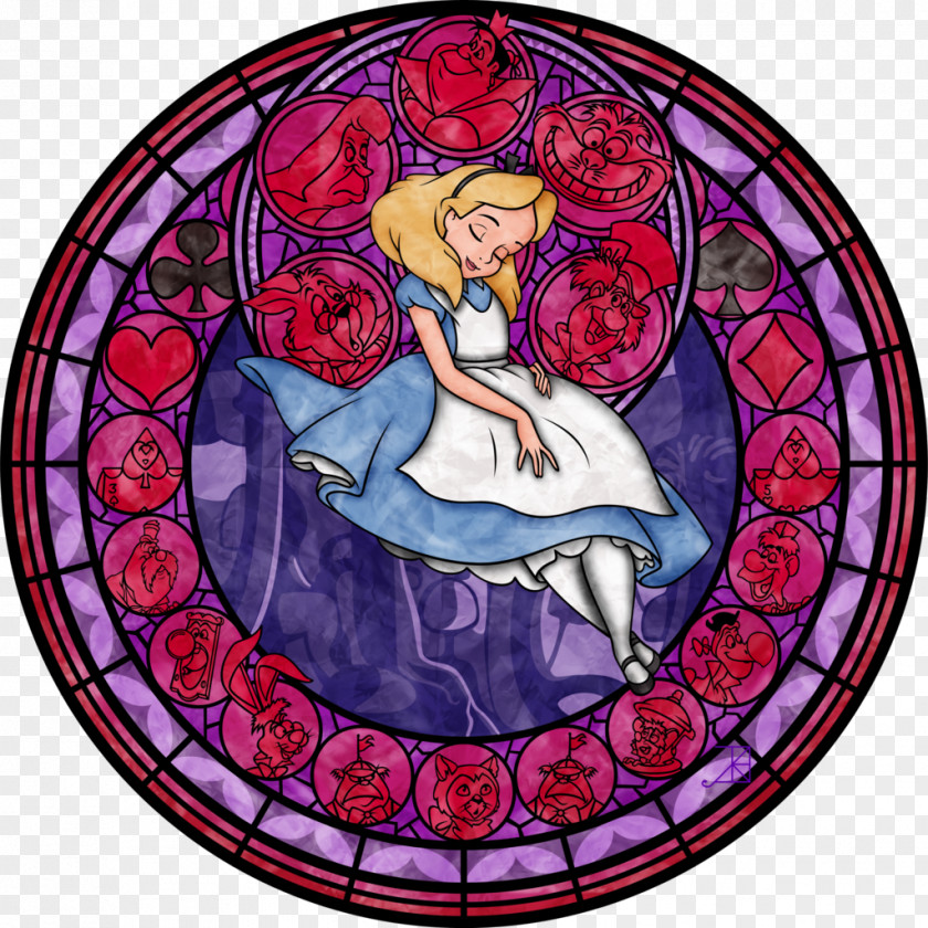 Wonderland Stained Glass Window Decal Art PNG