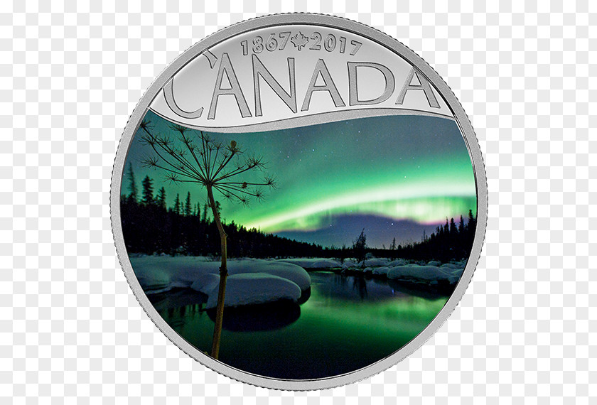 Aurora Boreal 150th Anniversary Of Canada Silver Coin PNG