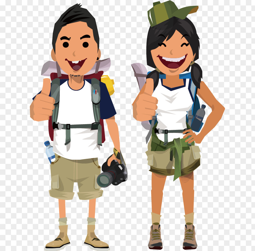Couple Vector Cartoon Adventure Tourism Illustration PNG