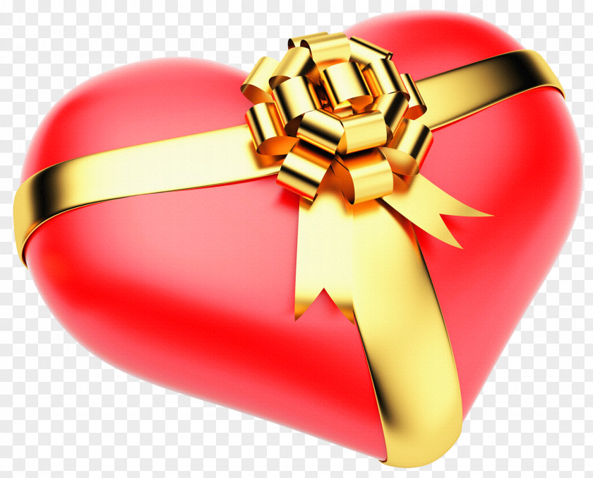 Heart Gold Gift Valentine's Day Clip Art PNG