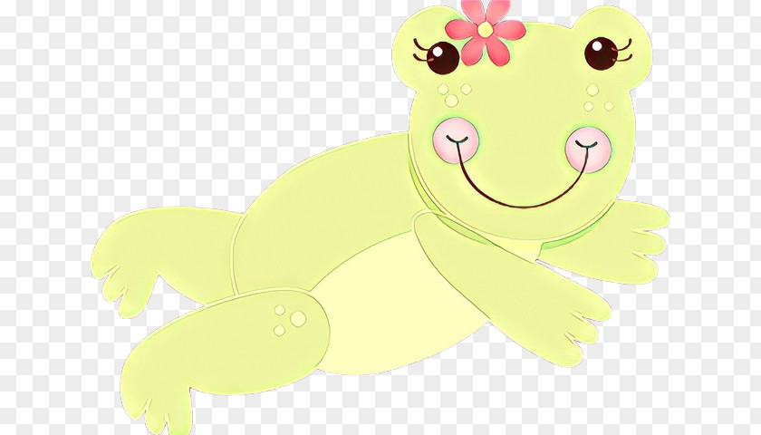 Cartoon Green Yellow Smile Animal Figure PNG