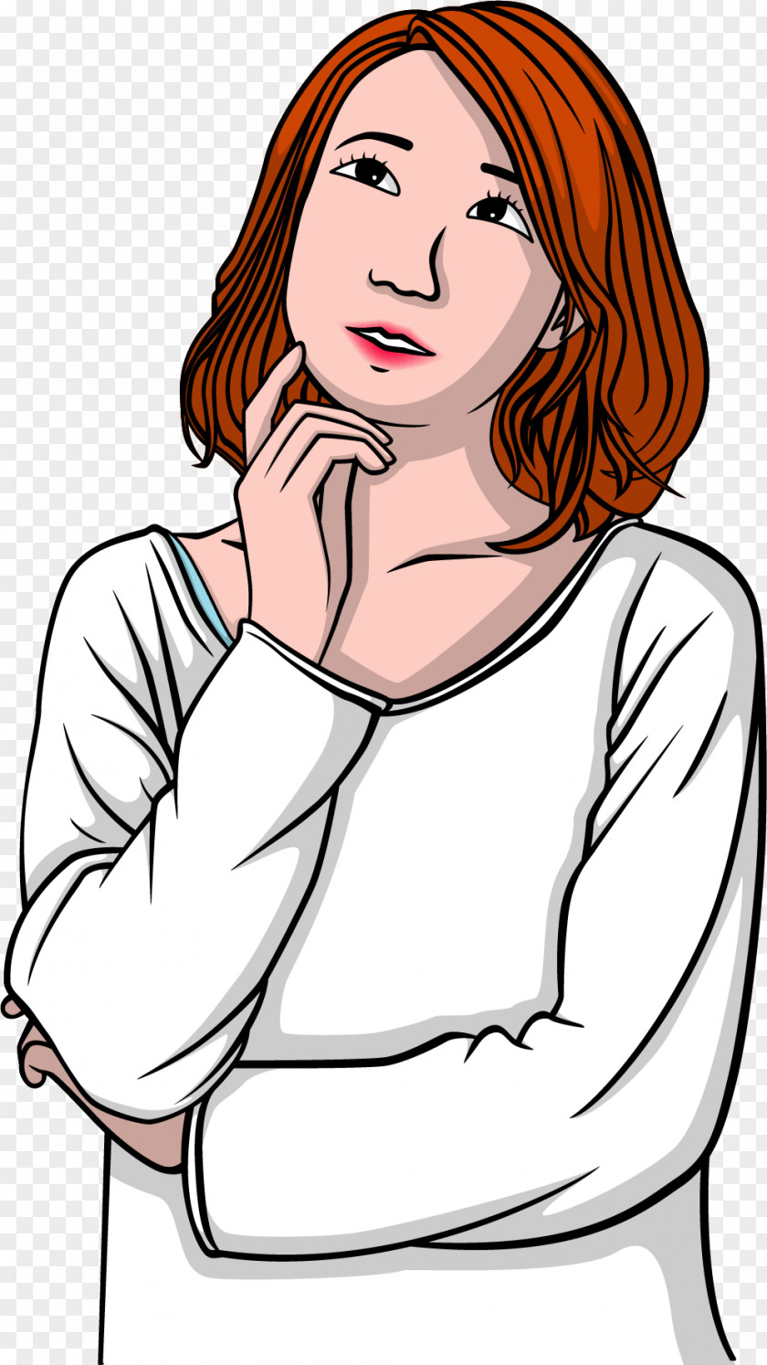 Woman Thought Girl PNG , painted Thinking girl clipart PNG