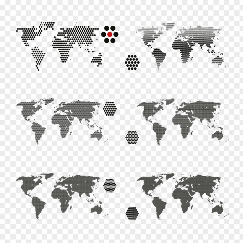World Map With Dots Vector PNG