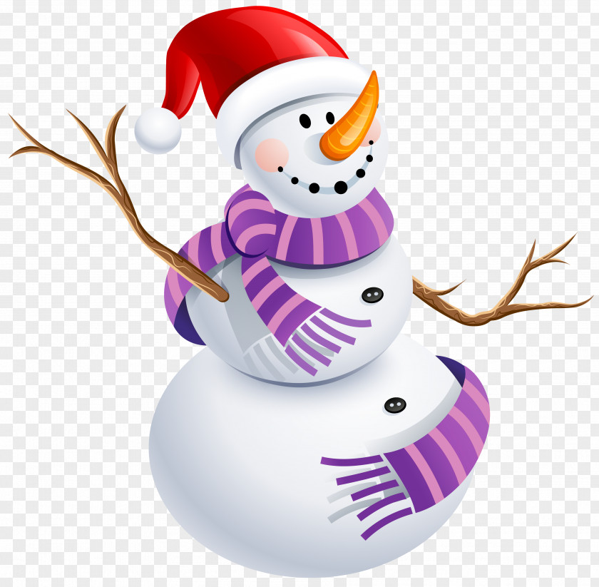 Snowman With Purple Scarf Picture Sticker Character Clip Art PNG