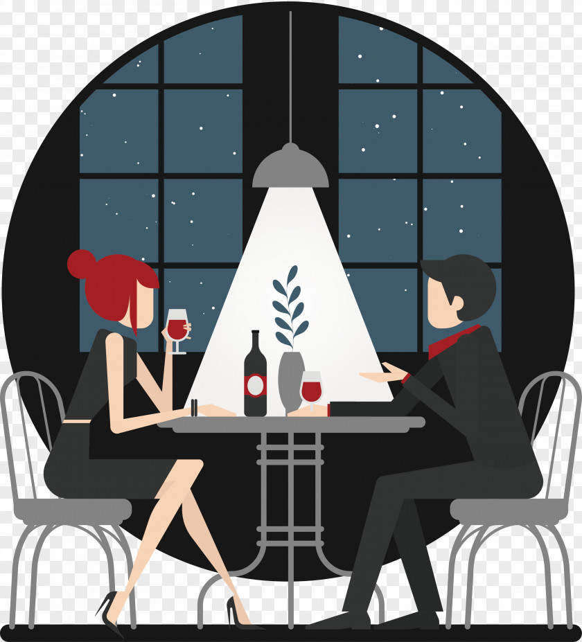 Storm Restaurant Dating Illustration PNG