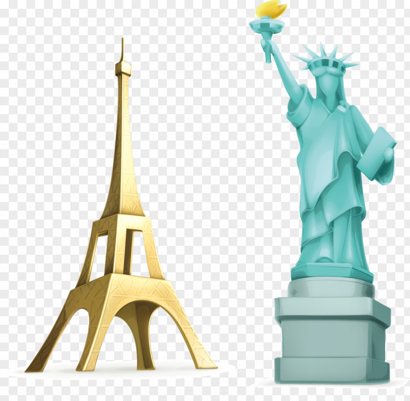 Golden Tower And The Statue Of Liberty Stock Illustration Royalty-free PNG