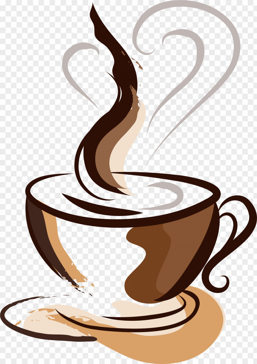 Hand Painted Brown Coffee Cup Cafe Drawing PNG