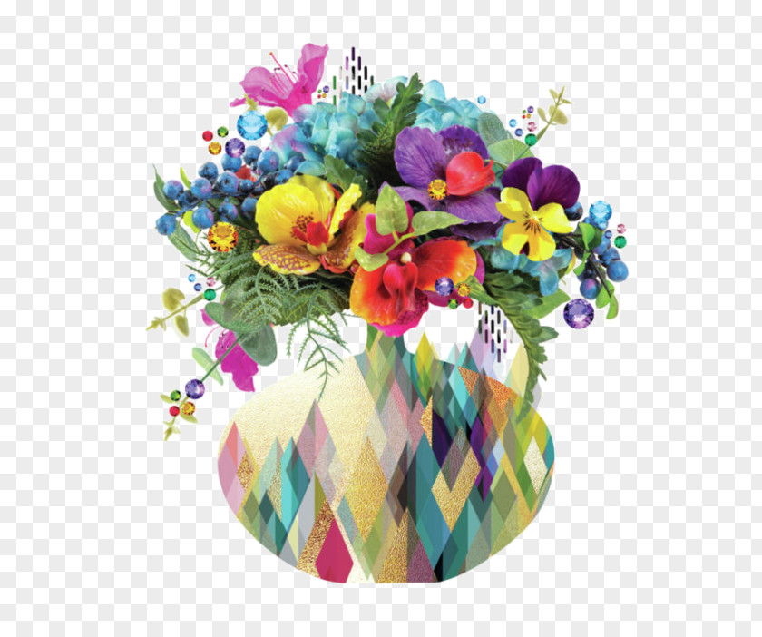 Painted Floral Motifs Design Flower Bouquet Birthday PNG