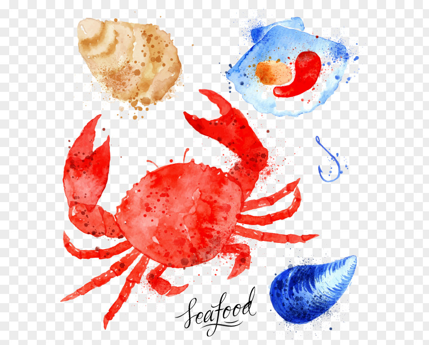 Ink Crab Pattern Material Watercolor Painting Marine Biology Illustration PNG