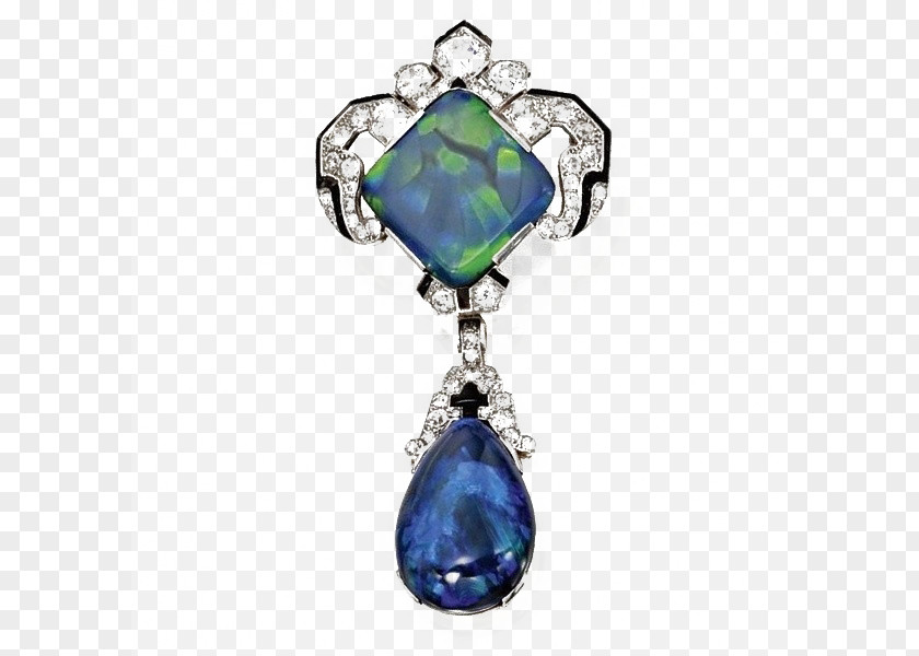 Sapphire Pendant Earring Necklace PNG