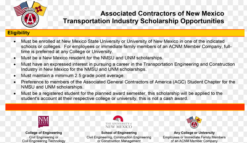 Taxi Flyer Scholarship Civil Engineering New Mexico State University Web Page Associated Contractors PNG