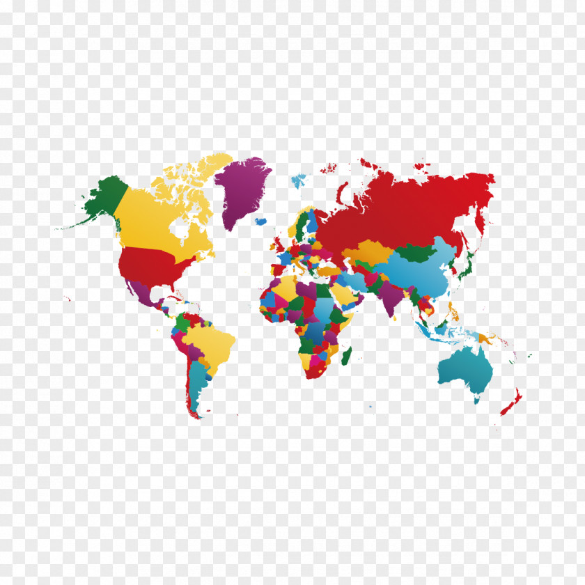 Vector Color Map World Globe PNG