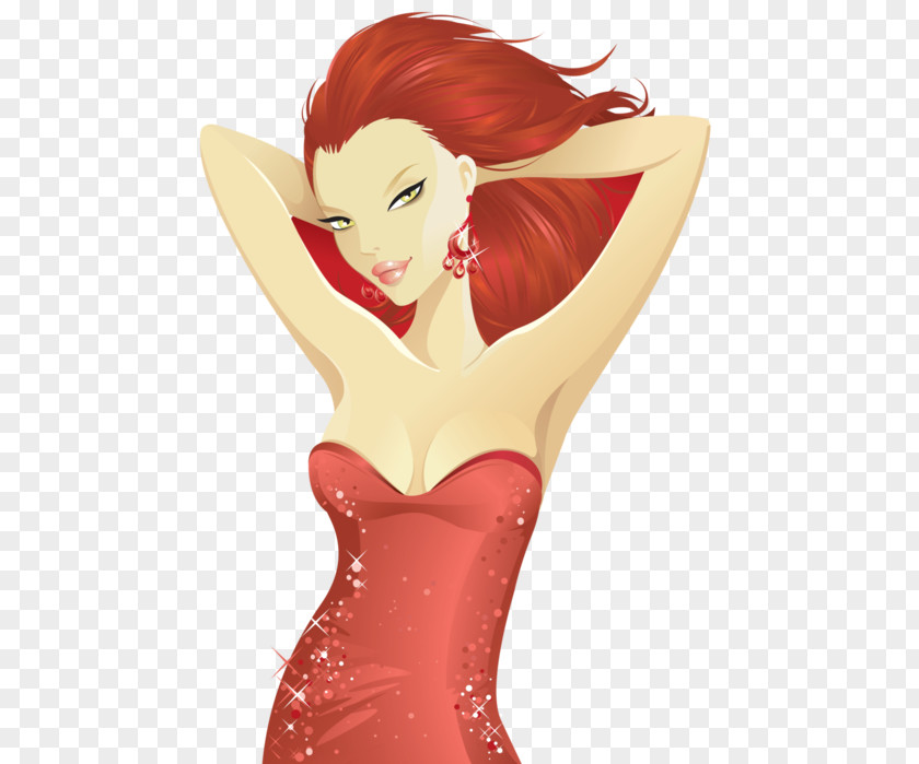 性感 Drawing Cartoon Red Hair PNG