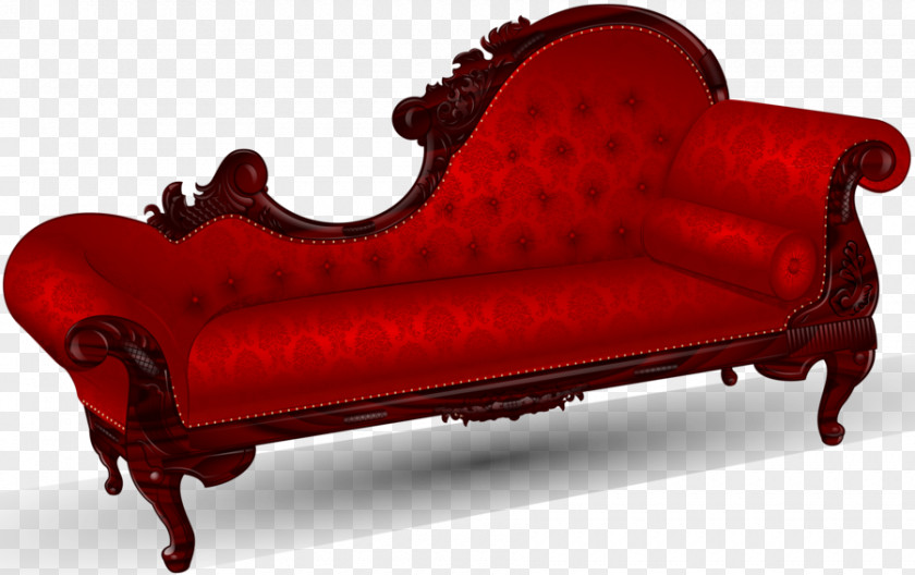 Red Old Couch Victorian Era Foot Rests Chaise Longue Fainting Room PNG