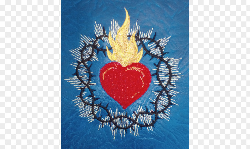 Thorn Crown Missal Heart Leather Embroidery PNG