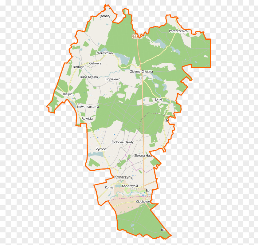 Map Konarzyny, Chojnice County Ciecholewy, Jaranty Gmina PNG