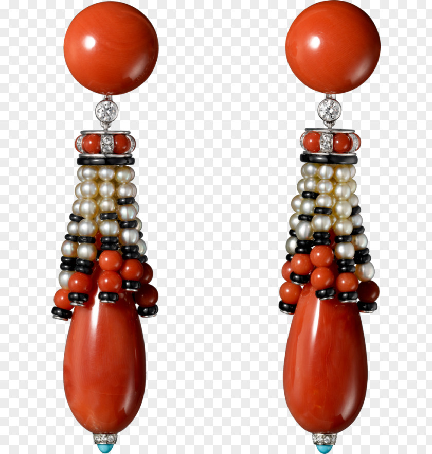 Jewellery Earring Pearl Cartier Red Coral PNG