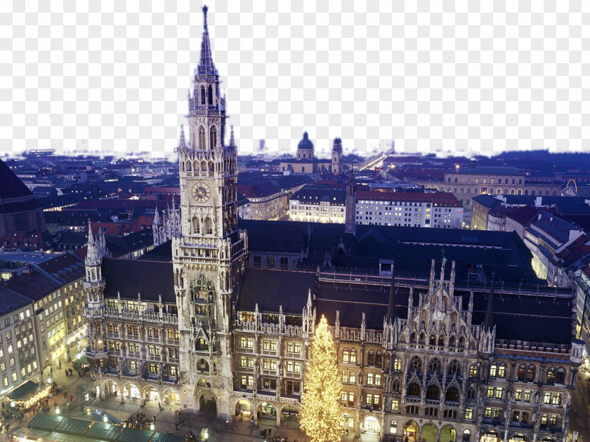 German Town Charming Scenery New Hall Frauenkirche, Munich Old Hall, St Peters Church Fischbrunnen PNG