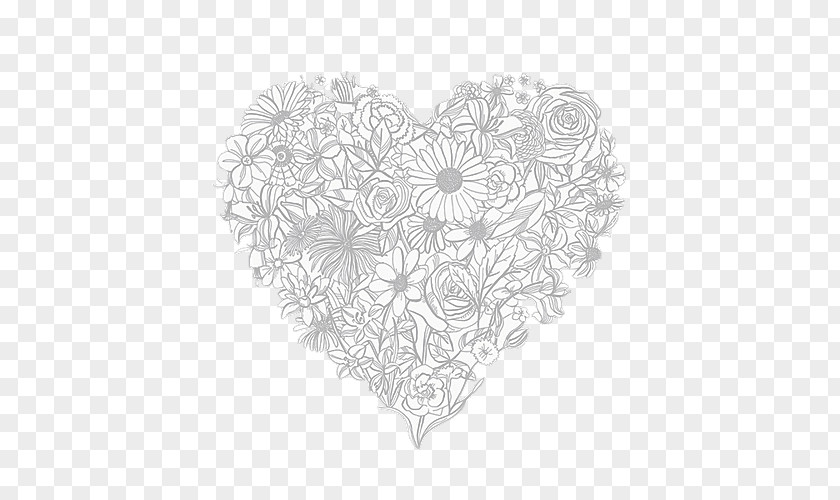 Heart Mandala Drawing Black And White PNG