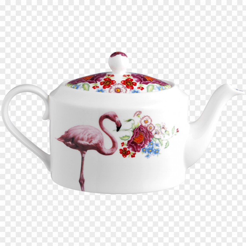 Kettle Flamingos Teapot Bird Porcelain PNG