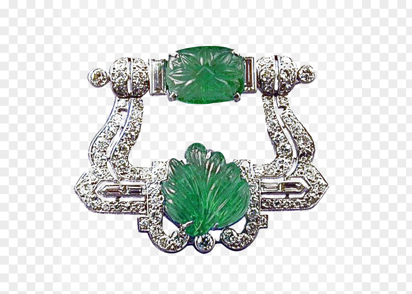 Emerald Brooch Cartier Jewellery Art Deco Diamond Cut PNG