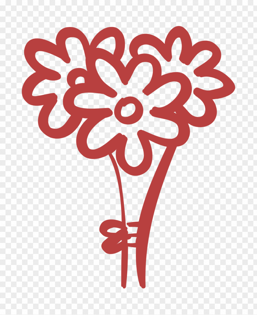 Saint Valentine Outline Icon Bunch Of Flowers Bouquet PNG