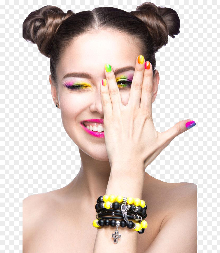 Stylish Women Colorful Makeup Nail Beauty Model Make-up Cosmetics PNG