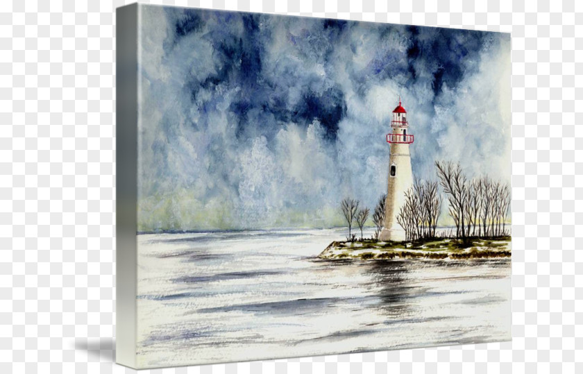 Painting Marblehead Light Lighthouse Lake Erie Canvas Print PNG