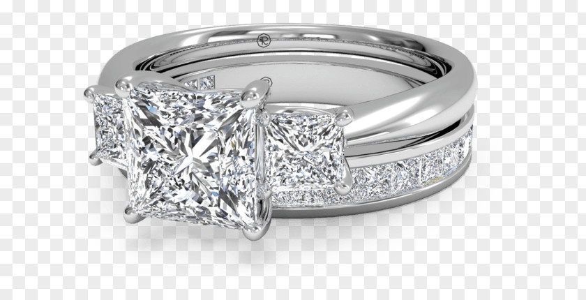 Princess Cut Diamond Rings Wedding Ring Solitaire PNG