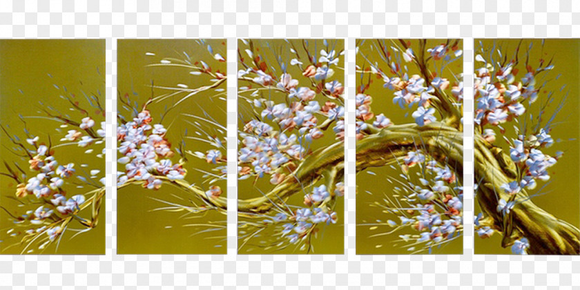 Three-dimensional Paintings Twig Modern Art Plant Stem Flower PNG