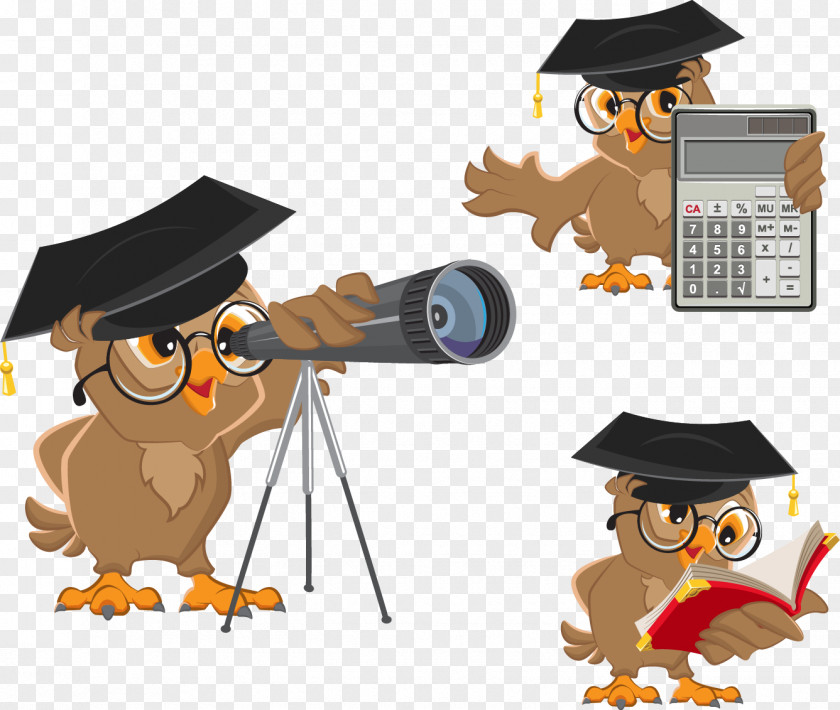 Cartoon Owl Teacher Astronomer Clip Art PNG