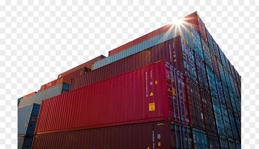 Red Freight Terminal Container Cargo Intermodal Logistics Maritime Transport PNG