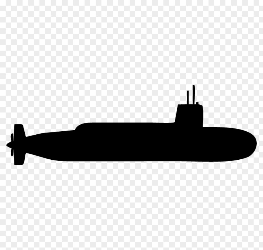 Silhouette Submarine Black White PNG