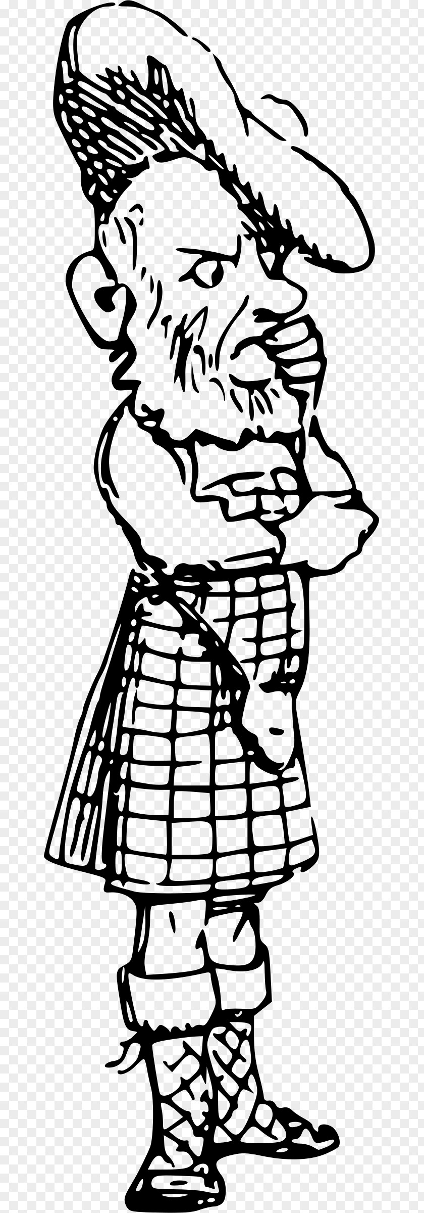 Scottish Man Drawing Caricature Clip Art PNG