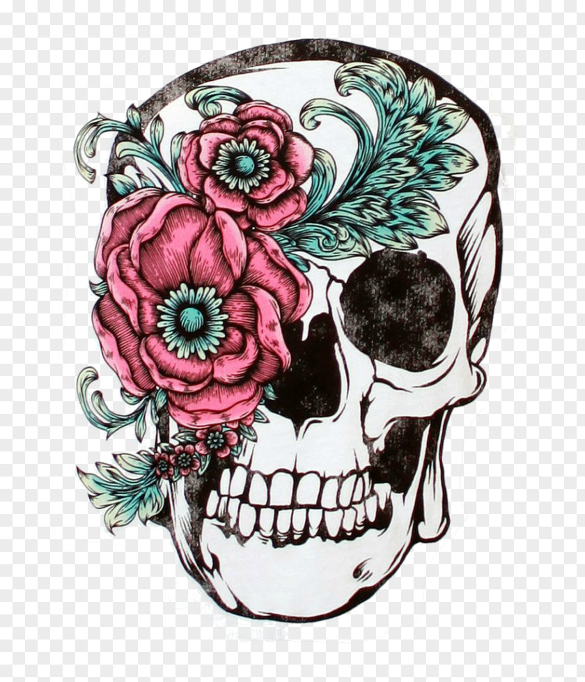 Skull Calavera Sleeve Tattoo Flower PNG