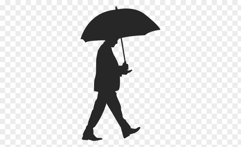 Vector Man Silhouette Umbrella Drawing PNG
