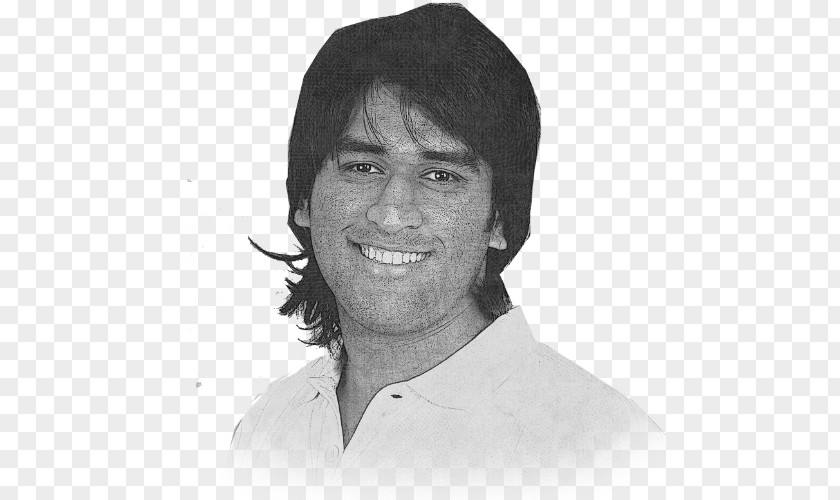 Cricket MS Dhoni India National Team Black And White Drawing PNG